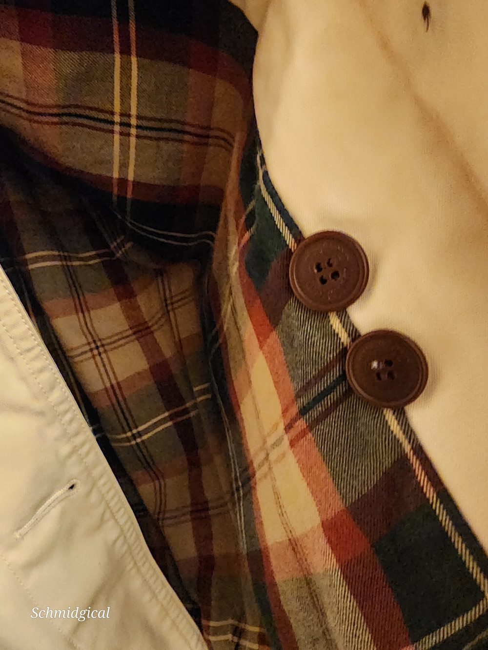Vintage Lands' End Women's Cream Barn Chore Jacket with Brown Corduroy Collar - Picture 4 of 7